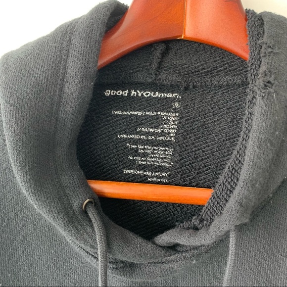 Good hYOUman Hoodie Born To Be Good Cold Shoulder Black Small - Picture 3 of 9